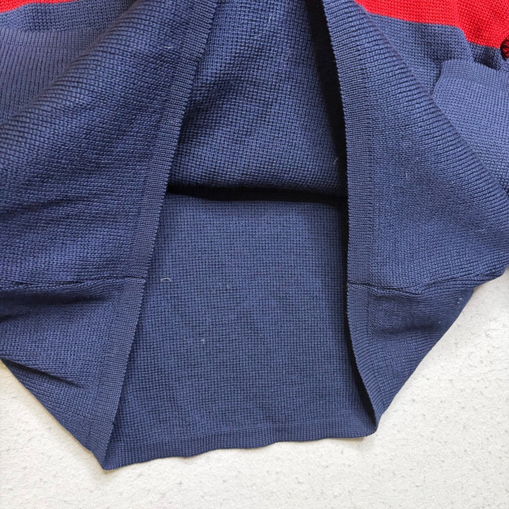 Demetre Sweater Mens XL Red Navy Striped Pure Virgin Wool Vintage 90s Distressed - Picture 5 of 11